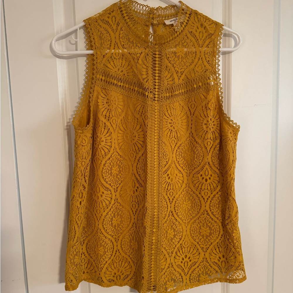 Lace Sleeveless Mustard Top